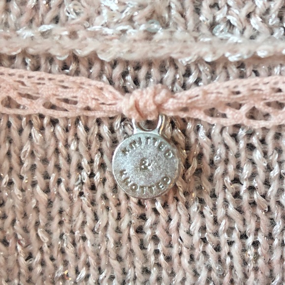 Anthro Knitted &Knotted Sequin Blush/Pink Cardigan - Picture 7 of 8